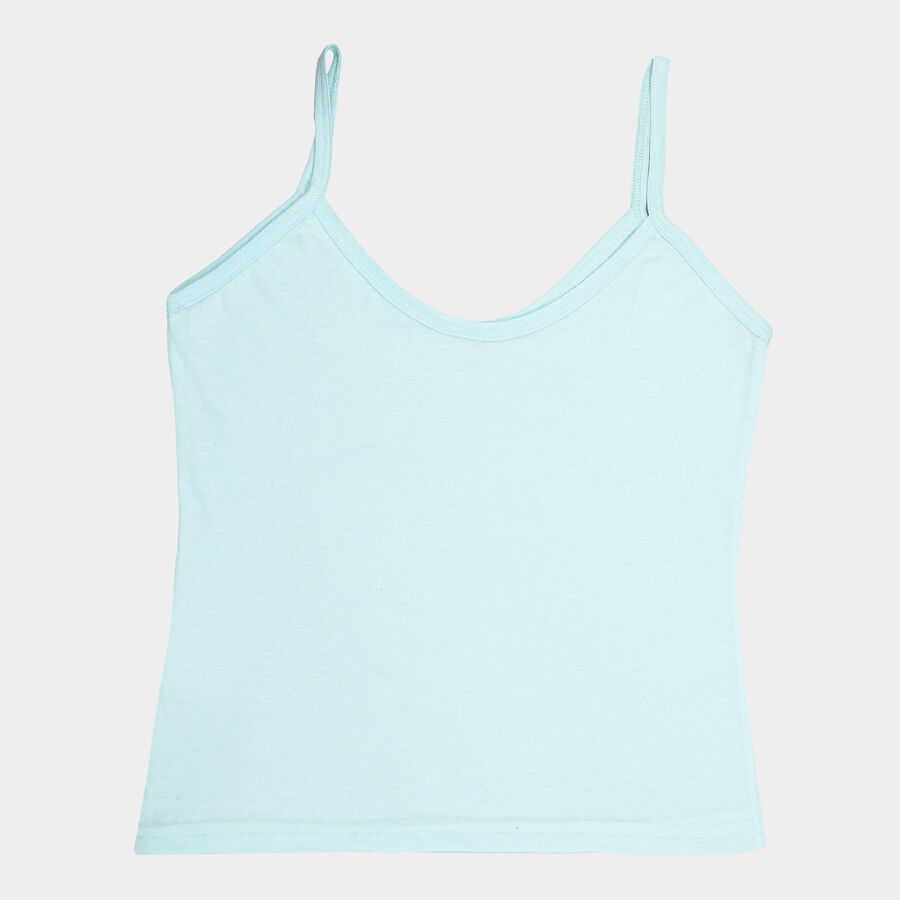 Girls Cotton Solid Vest, Light Blue, large image number null
