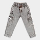 Boys Stonewashed Grey Regular Fit Cargo Jeans, हल्का ग्रे, small image number null