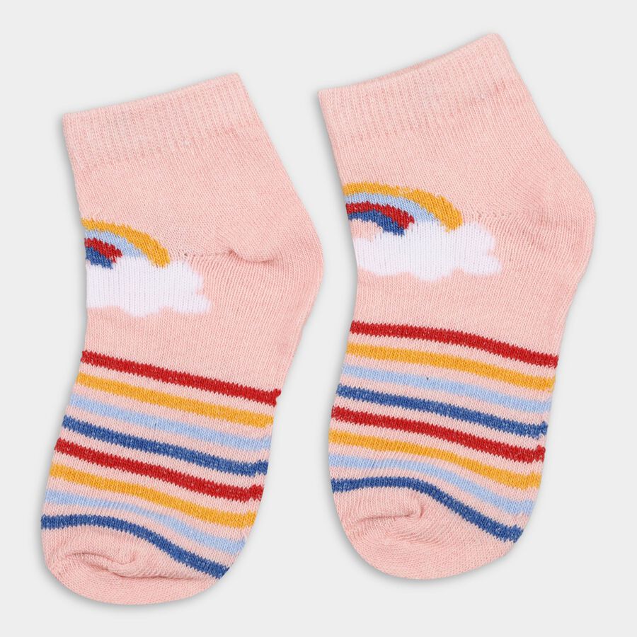 Girls' Socks (Pack of 2), हल्का गुलाबी, large