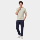 Men's Green Round Neck Striped Regular T-Shirt, हल्का हरा, small