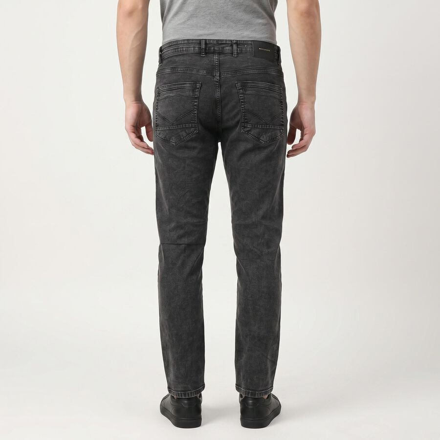 Men's Dark Grey Slim Fit Washed Jeans, गहरा ग्रे, large