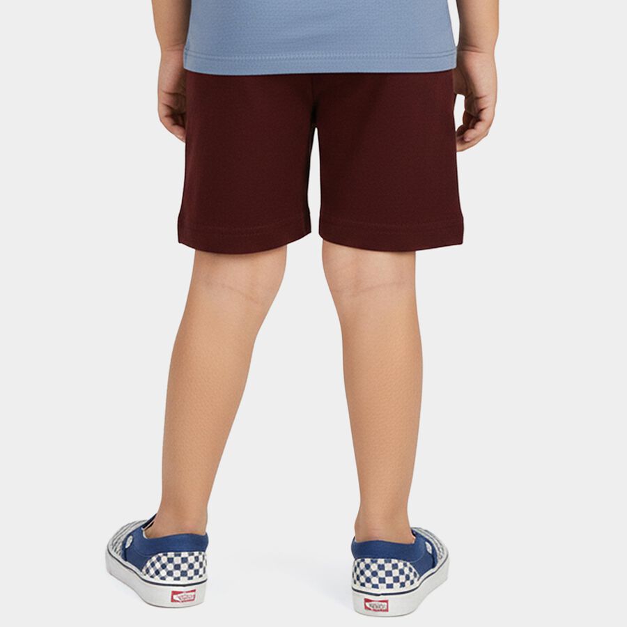 Boys' Maroon Regular Fit Printed Bermuda Shorts, Maroon, large