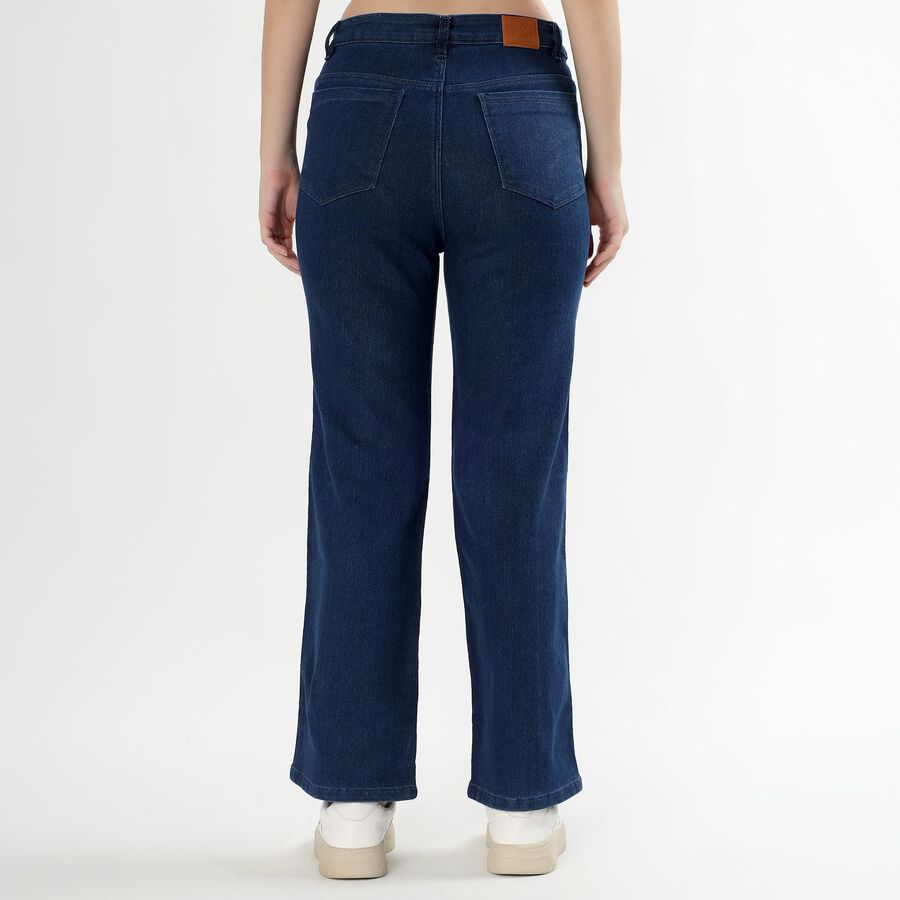 Women's Deep Indigo Wide-Leg Jeans, गहरा नीला, large image number null