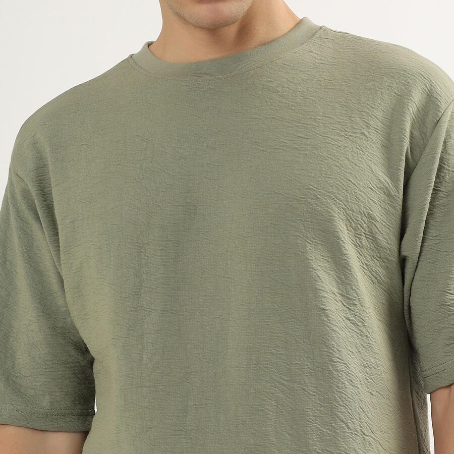 Men's Round Neck Half Sleeves T-Shirt, Light Green, large image number null