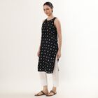 Women's Black Tie-Up Neck Printed Kurta, Black, small image number null