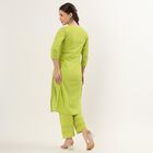 Women's Light Green Cotton Embroidered Ethnic Set, हल्का हरा, small