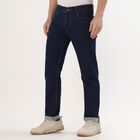 Men's Deep Midnight Navy Blue Slim Fit Washed Jeans, Dark Blue, small