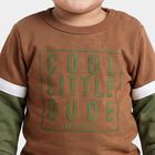 Infants' Tan Cotton Crew Neck Regular T-Shirt, गहरा पीला, small