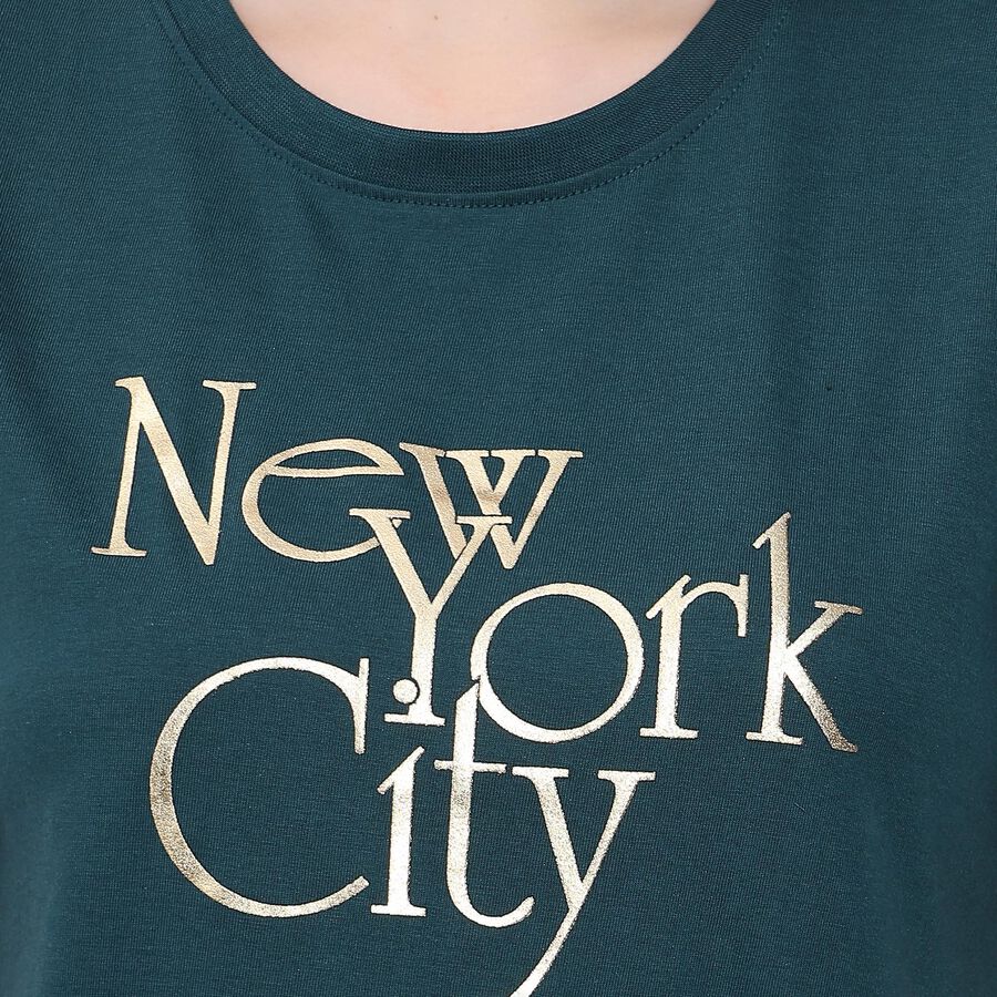 Ladies' 100% Cotton Round Neck T-Shirt , Dark Green, large