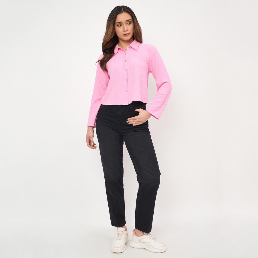 Women's Soft Pink Classic Collar Classic Shirt, Pink, large