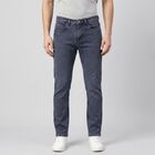 Men's Navy Blue Slim Fit Washed Jeans, Dark Blue, small