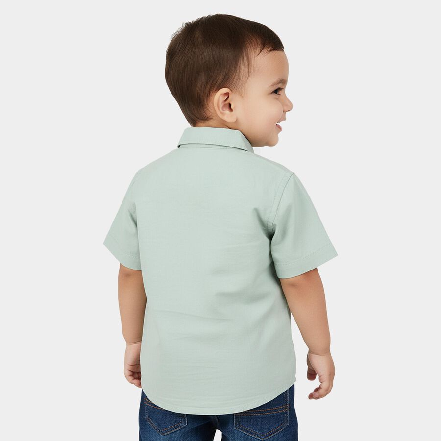 Infants Light Green Cotton Half Sleeve Classic Casual Shirt, Light Green, large