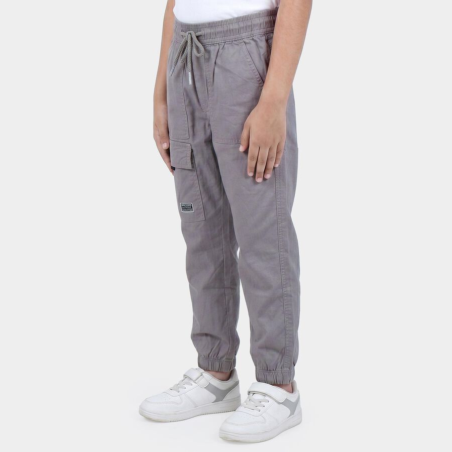 Boys Grey Regular Fit Cargo Trousers, Light Grey, large