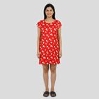 Women's Red Round Neck T-Shirt Style Nighty, Red, small