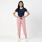 Women's Pink Straight Fit Printed Capri, Light Pink, small