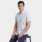 Men's Grey Cotton Spread Collar Casual Shirt, हल्का ग्रे, small