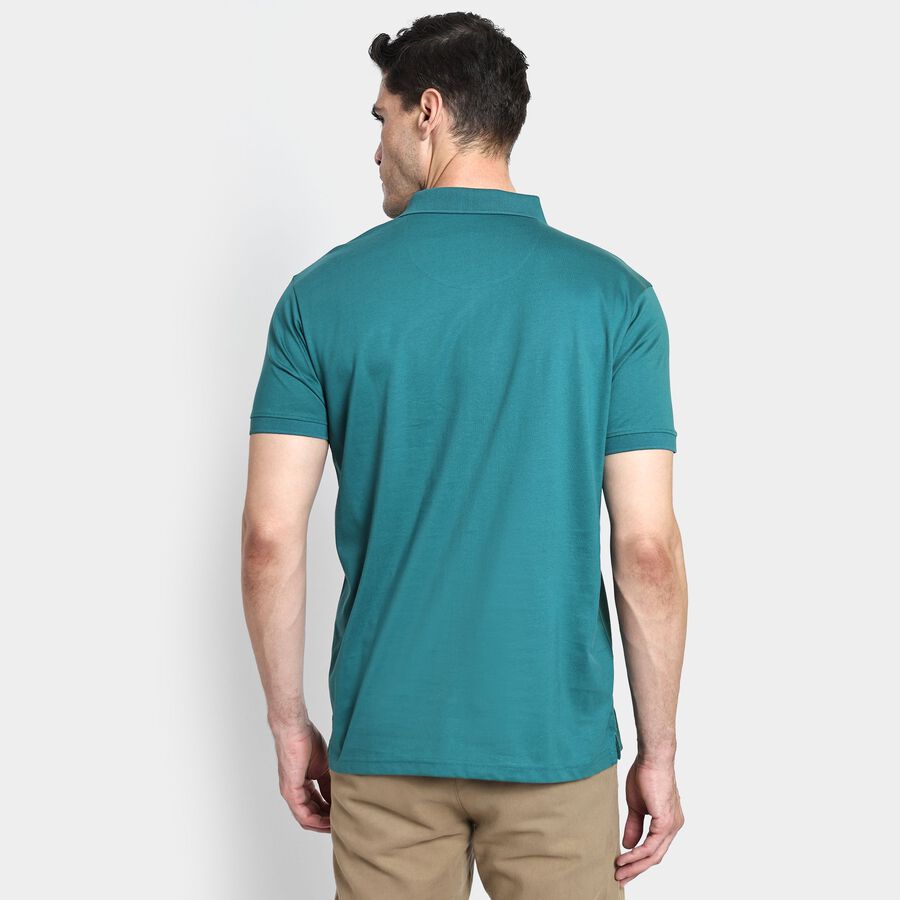 Men's 100% Cotton Collared Half Sleeves T-Shirt, गहरा हरा, large image number null