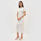 Women's Bright White Collared Classic Midi Dress, White, small image number null