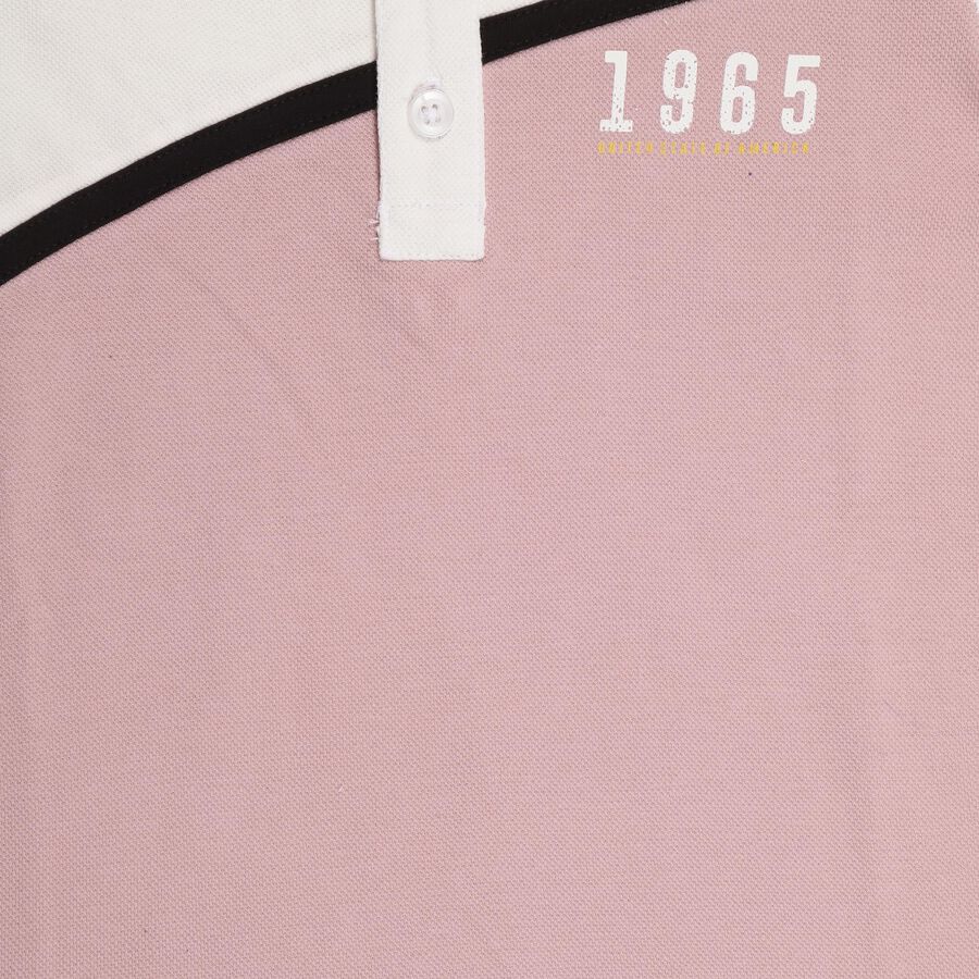 Boys' 100% Cotton Collar Half Sleeves T-Shirt, Light Pink, large image number null