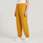 Women's Yellow Floral Printed Harem Pants, Yellow, small