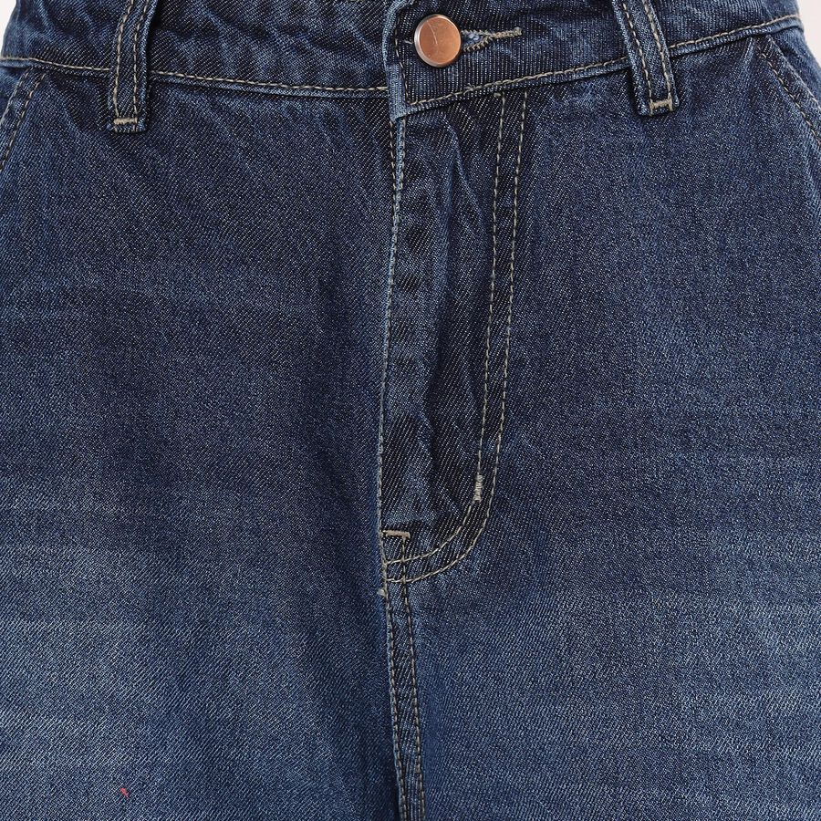 Ladies' 100% Cotton Jeans, Dark Blue, large image number null
