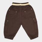 Infants Solid Cotton Trousers, Brown, small image number null