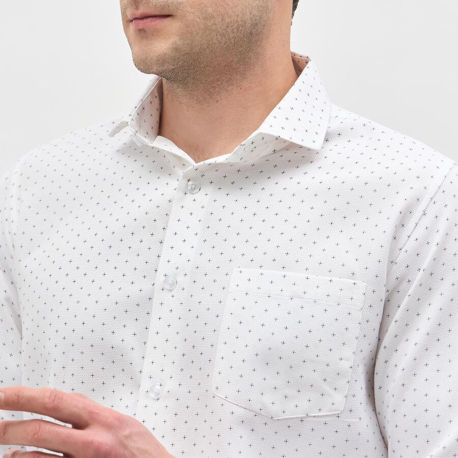 Men's Bright White Classic Collar Formal Shirt, Dark Blue, large image number null