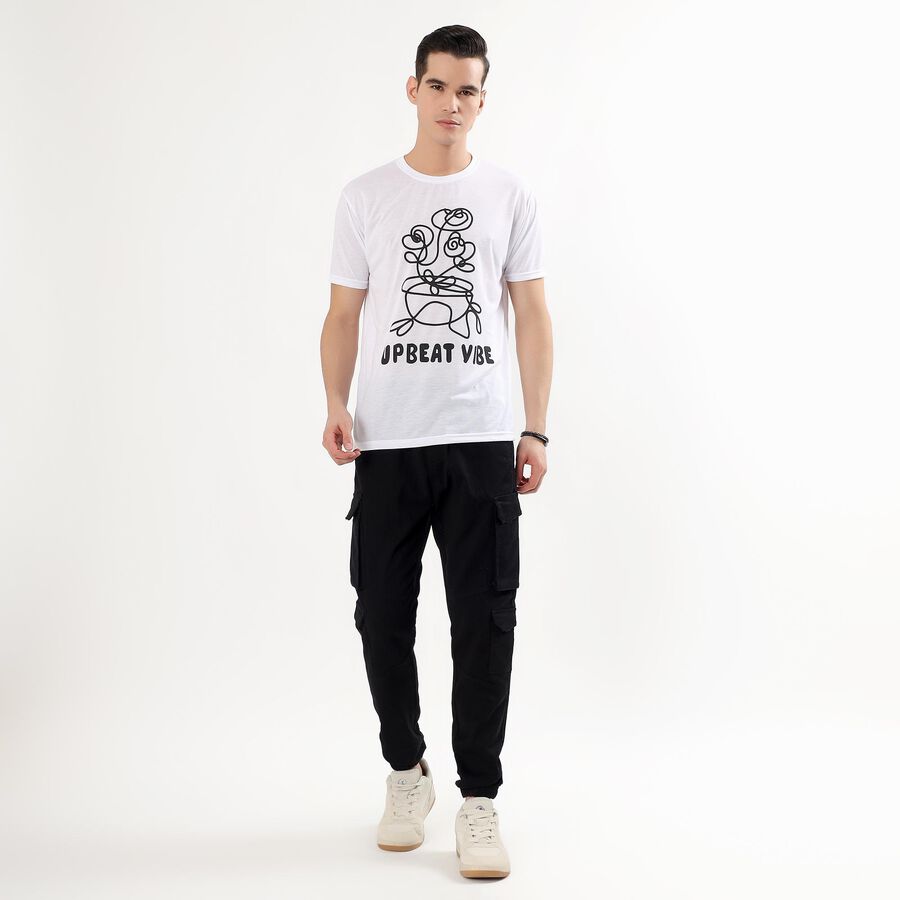 Men's Jet Black Slim Fit Cargo Joggers, काला, large image number null