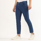 Men's Deep Indigo Blue Skinny Fit Jeans, मध्यम नीला, small