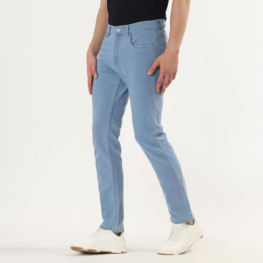 Men's Blue Slim Fit Stretchable Jeans, Ice Blue, large