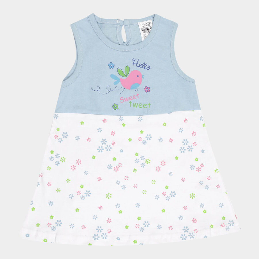 Infants Cotton Frock, Light Blue, large image number null
