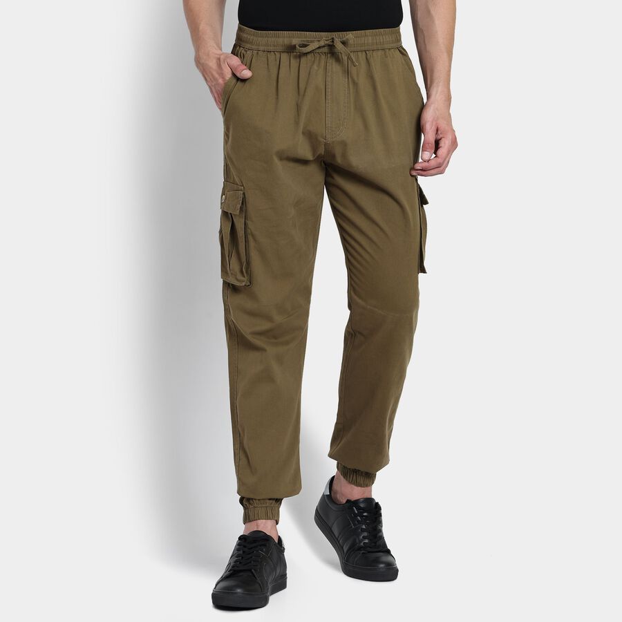 Men's 100% Cotton Track Pants, Khaki, large image number null