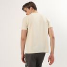 Men's Beige Crew Neck Athleisure T-Shirt, ऑफ व्हाइट, small