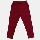 Girls' Red Slim Fit Solid Cotton Blend Legging, लाल, small