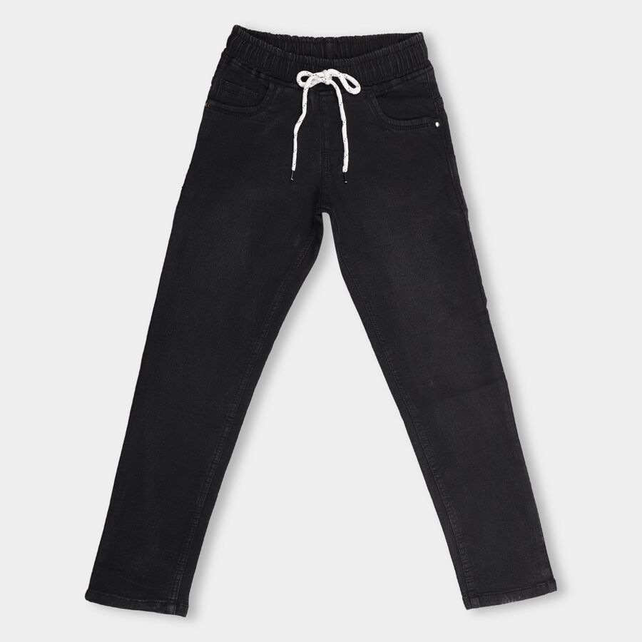 Kids' Washed Black Slim Fit Basic Jeans, Black, large image number null