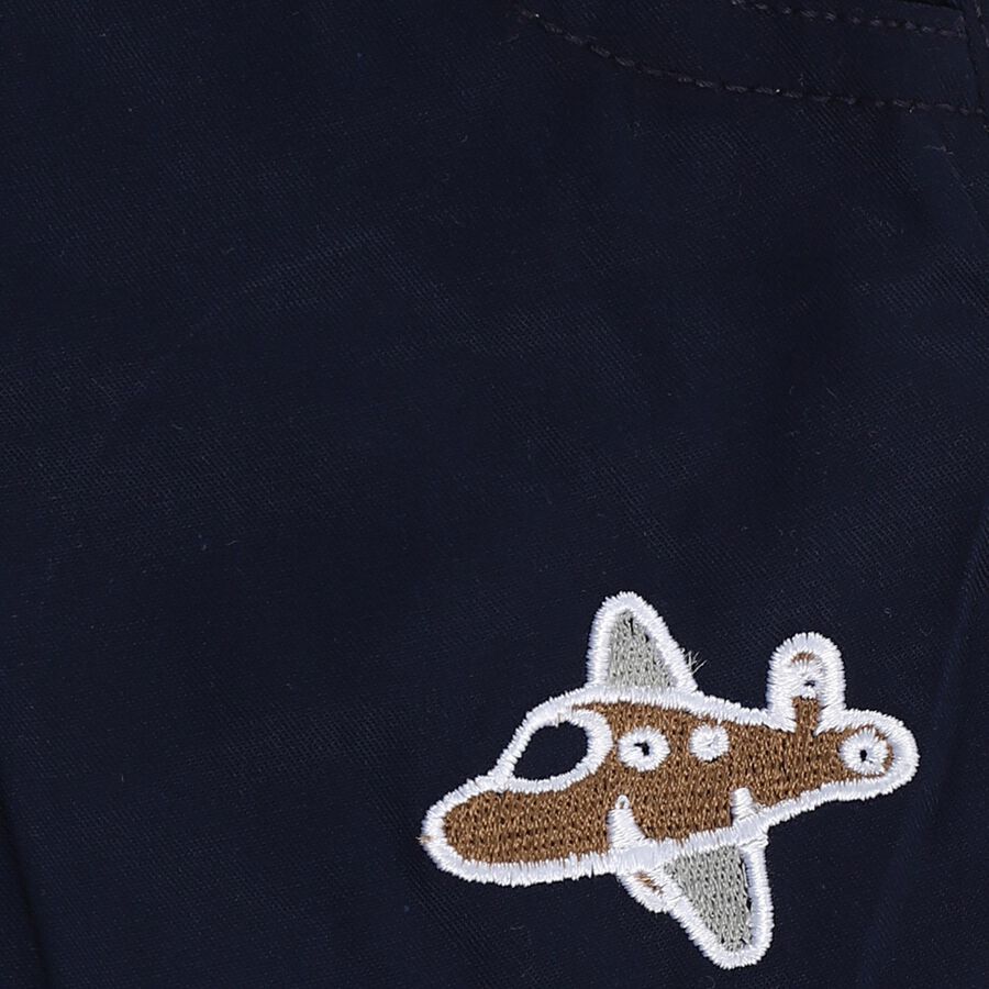 Infants' White Cotton Polo Neck Printed Baba Suit, नेवी ब्लू, large image number null