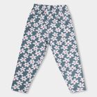 Girls' Muted Slate Blue Floral Printed Regular Fit Pyjama, Dark Grey, small image number null