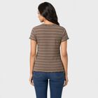 Women's Brown Round Neck Regular T-Shirt, भूरा, small