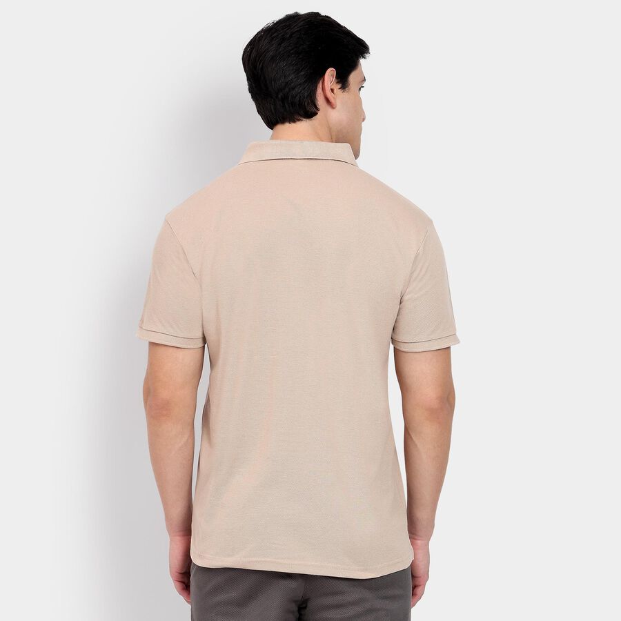 Men's Collared Half Sleeves T-Shirt, Beige, large image number null