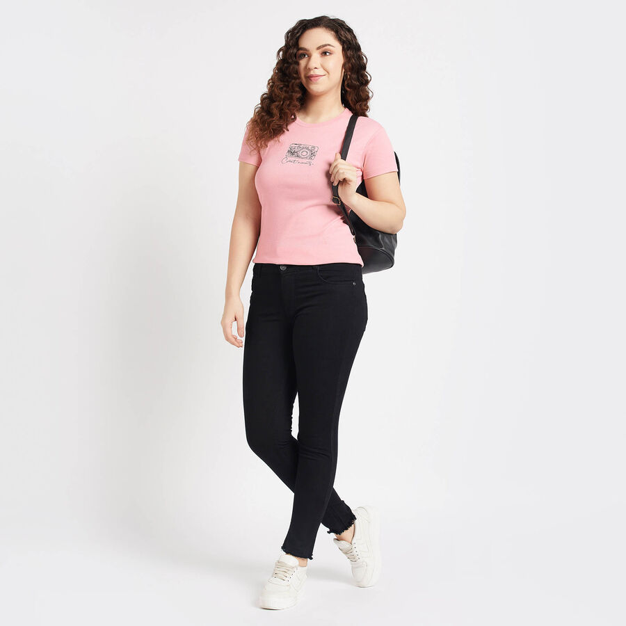 Round Neck T-Shirt, Pink, large image number null