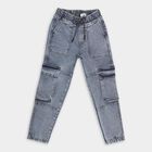 Boys' Stonewashed Blue Cargo Fit Elasticated Jeans, हल्का नीला, small image number null
