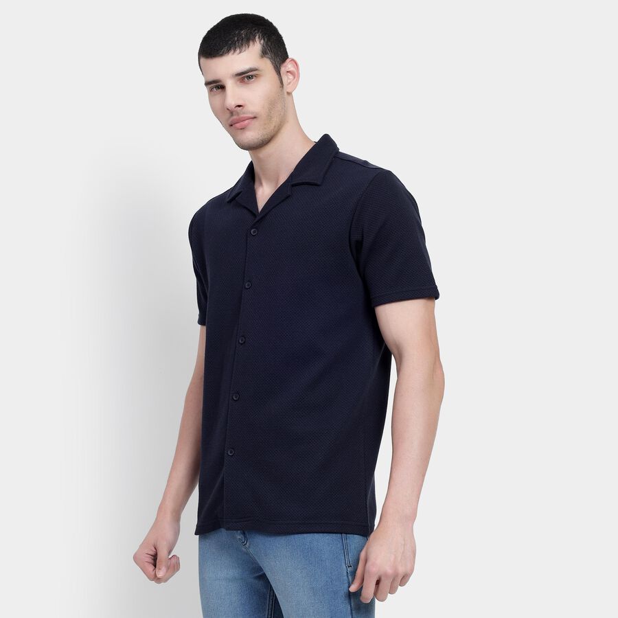 Men's Casual Shirt , Navy Blue, large