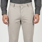 Men's Silver Slim Fit Flat-Front Trousers, सिल्वर, small