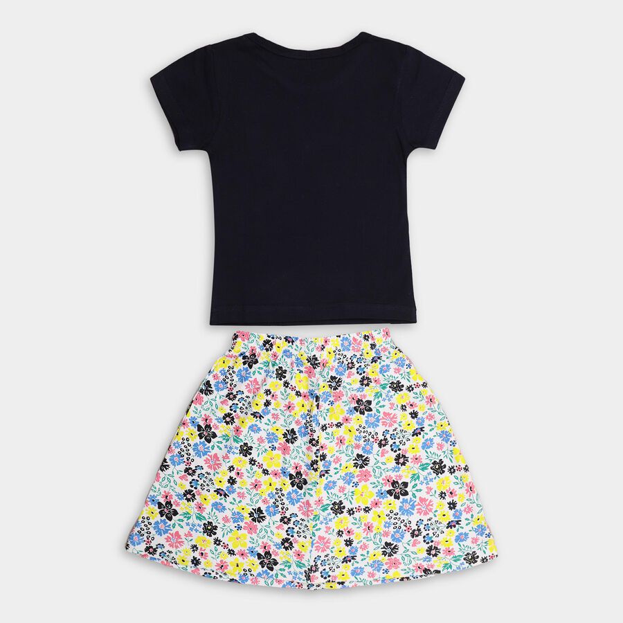 Girls' 100% Cotton Top Skirt, नेवी ब्लू, large image number null