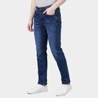 Men's Blue Slim Fit Faded Jeans, Dark Blue, small
