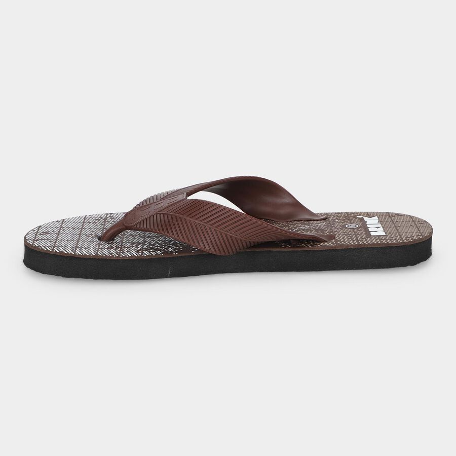 Men's Brown Toe-Post Flip-Flops, भूरा, large