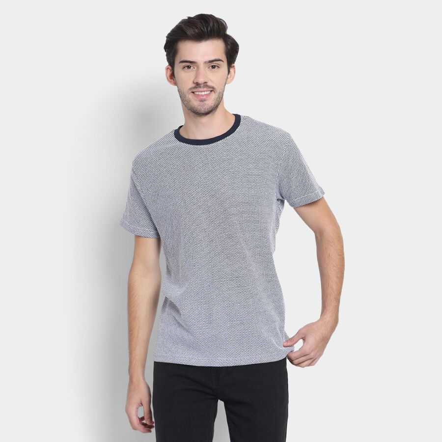 Men's Round Neck Half Sleeves T-Shirt , Navy Blue, large image number null