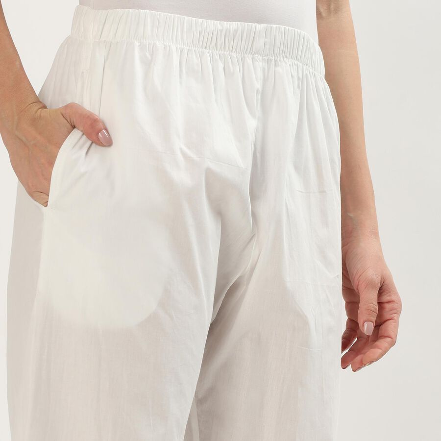 Women's Cotton Regular-Fit Palazzos, Off White, large