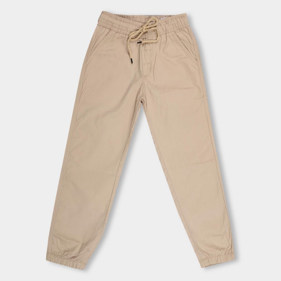 Boys' 100% Cotton Jogger Trouser, Beige, large image number null