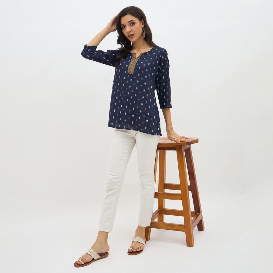 Ladies'Kurti, नेवी ब्लू, large image number null